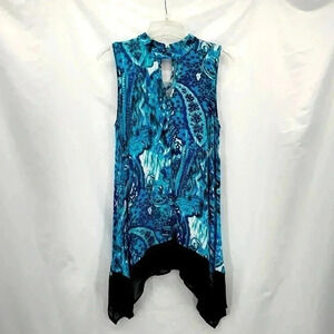 August Silk Blue Paisley Sleeveless Top Medium NWT